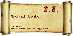 Machnik Benke névjegykártya
